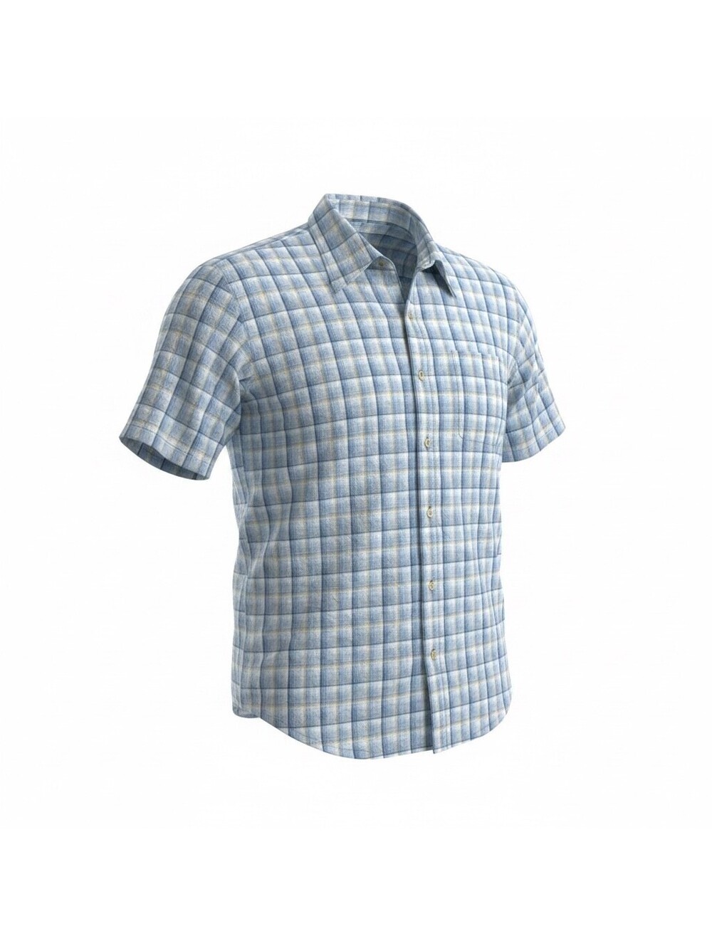 Tommy Bahama Men's XL Blue Plaid 100% Silk Short Sleeve Button-Up Shirt
